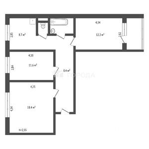 3-к квартира, вторичка, 66м2, 1/5 этаж