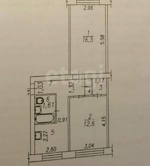 2-к квартира, вторичка, 47м2, 1/5 этаж