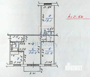 3-к квартира, вторичка, 60м2, 2/5 этаж