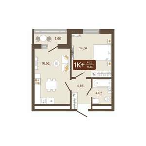 1-к квартира, вторичка, 41м2, 2/16 этаж