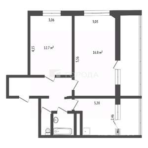 2-к квартира, вторичка, 54м2, 10/12 этаж