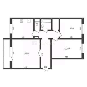 3-к квартира, вторичка, 66м2, 8/10 этаж
