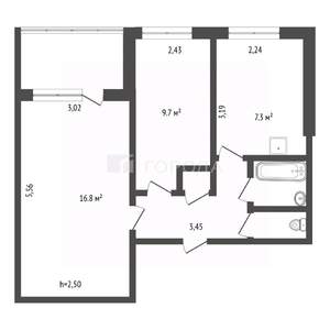 2-к квартира, вторичка, 43м2, 2/9 этаж