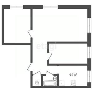 3-к квартира, вторичка, 57м2, 1/9 этаж