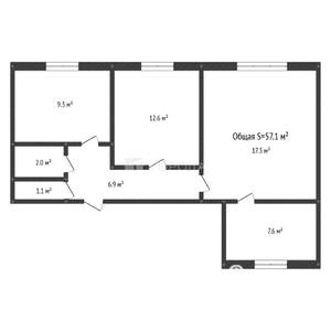 3-к квартира, вторичка, 57м2, 7/9 этаж