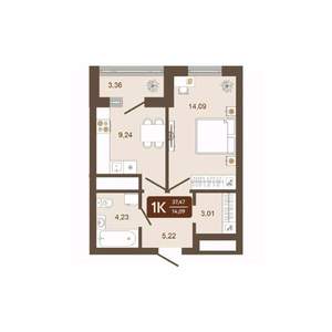 1-к квартира, вторичка, 37м2, 11/16 этаж