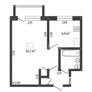 1-к квартира, вторичка, 30м2, 4/5 этаж
