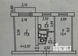 2-к квартира, вторичка, 46м2, 5/5 этаж