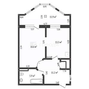 2-к квартира, вторичка, 62м2, 13/17 этаж