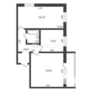 2-к квартира, вторичка, 53м2, 4/10 этаж