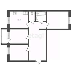 3-к квартира, вторичка, 62м2, 5/5 этаж