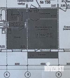 1-к квартира, вторичка, 40м2, 3/9 этаж