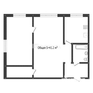 2-к квартира, вторичка, 41м2, 1/5 этаж