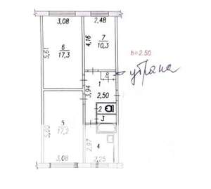 3-к квартира, вторичка, 61м2, 1/5 этаж